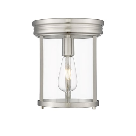 Z-Lite Thayer Flush Mount, 1-Light, 9.25 In.W x 11 In.H, Brushed Nickel/Clear 742F9-BN